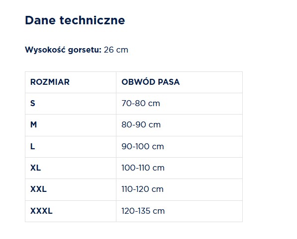 Gorset stabilizująco-unieruchamiający z pasami dociągowymi M - model TGO-R SLK 702